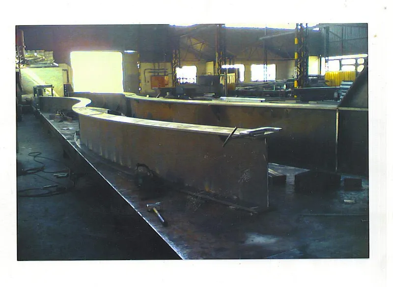 Steel launder fabrication in workshop